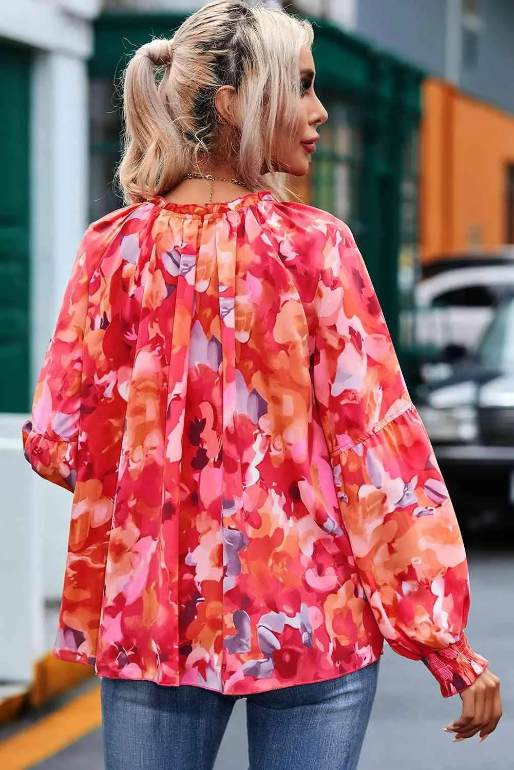 Floral Tassel Tie Long Sleeve Blouse Blouses - Tophatter Daily Deals